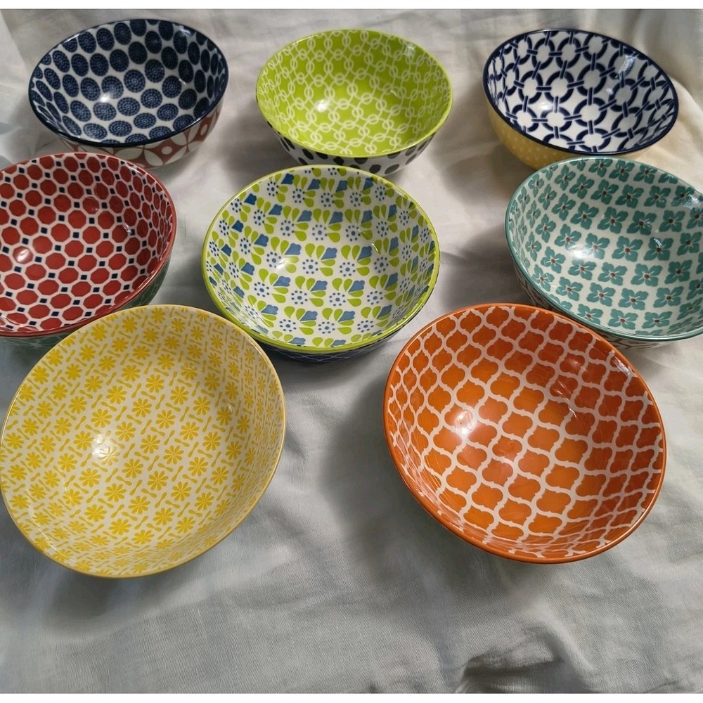 Porcelain Chelsea Bowls 5.75" Set Of 8 Certified International Multicolor Boho
